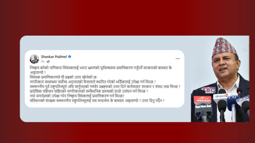 एमाले महासचिव पोखरेलको प्रश्न : भारत भ्रमणको पूर्वसन्ध्यामा नागरिकता विधेयक प्रमाणीकरण गर्नुपर्ने बाध्यता के हो ?